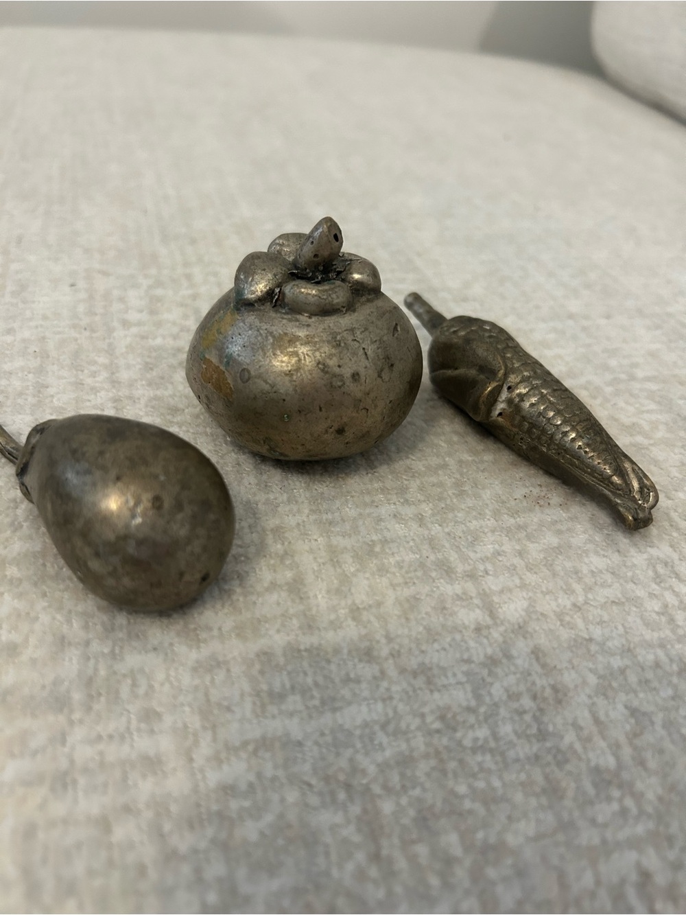 Vintage Decorative Metal vegetable Accents - brass and patina made in Indonesia